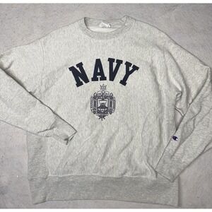 Vintage Champion Reverse Weave US NAVY Naval Academy Crewneck Sweatshirt Size L